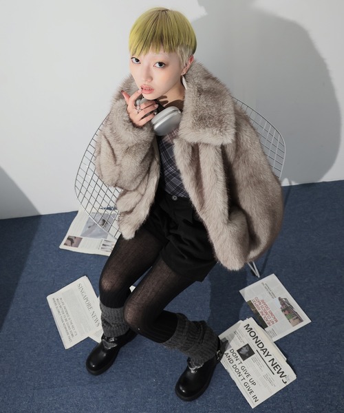 Ulysses（ユリシス）の「襟付きミックスファージャケット（その他アウター・レディース・ライトグレー/ブラウン・F）」の18枚目の写真