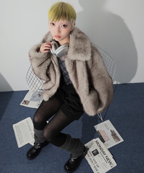 Ulysses（ユリシス）の「襟付きミックスファージャケット（その他アウター・レディース・ライトグレー/ブラウン・F）」の20枚目の写真