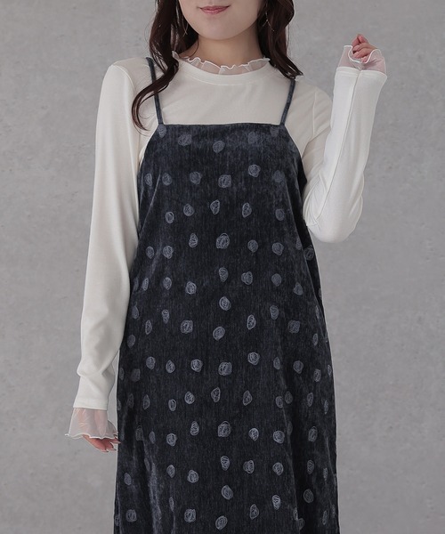 Lace Ladies(レースレディース)の「ドット柄 Iライン キャミソール ワンピース(ワンピース・レディース・グレー/ブラウン/ネイビー・FREE)」の6枚目の写真