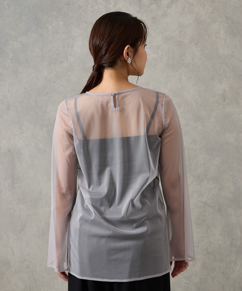 AIMER（エメ）の「高密度チュールスリットスリーブブラウス（シャツ/ブラウス・レディース・グレイッシュベージュ/ブラック/グレー・MEDIUM）」の12枚目の写真