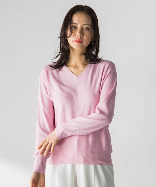 LAUTREAMONT（ロートレアモン）の「Brisbane Vネックニットプルオーバー≪11号あり≫（ニット/セーター・レディース・ブルー/ブラック/ピンク/オフホワイト/ライトブルー/パープル/グリーン系その他/ピンク系その他・9号/11号）」の8枚目の写真