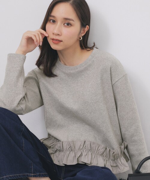 セール】フリルドッキングトップス【洗濯機OK】（Tシャツ/カットソー