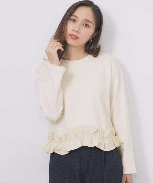 セール】フリルドッキングトップス【洗濯機OK】（Tシャツ/カットソー