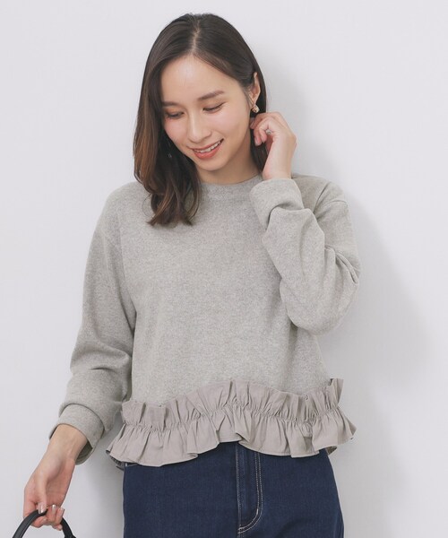 index(インデックス)の「フリルドッキングトップス【洗濯機OK】(Tシャツ/カットソー・レディース・オフホワイト/グレー/ブラック・36/38/40/42)」の12枚目の写真