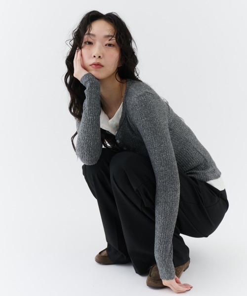 NUJOH(ヌゾ)の「Layered Rib Henley Tee / レイヤードリブヘンリーティー(Tシャツ/カットソー・レディース・グレー/チャコールグレー/ブラック・FREE)」の14枚目の写真