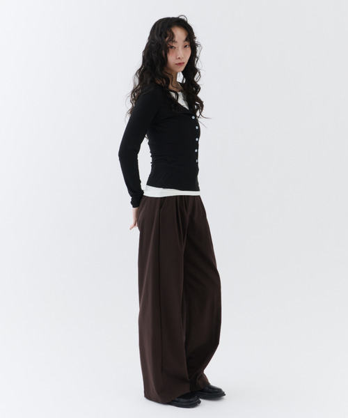 NUJOH(ヌゾ)の「Layered Rib Henley Tee / レイヤードリブヘンリーティー(Tシャツ/カットソー・レディース・グレー/チャコールグレー/ブラック・FREE)」の20枚目の写真