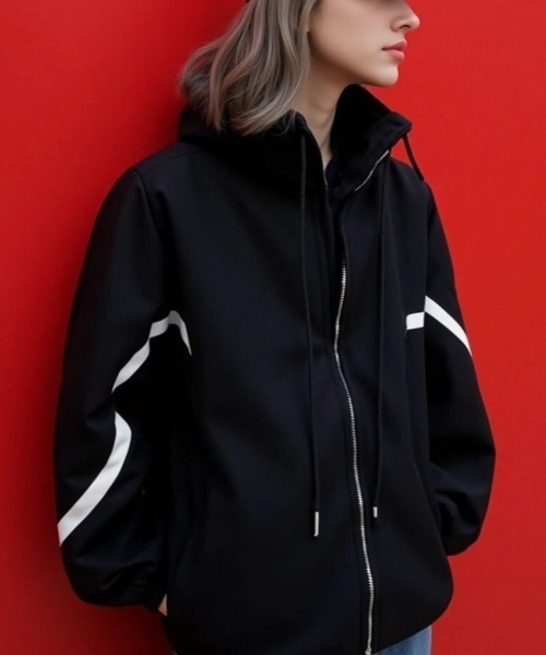 cammie（キャミー）の「ラインデザインオーバーサイズジャケット（その他アウター・レディース・レッド/ブラック・M/L）」の8枚目の写真