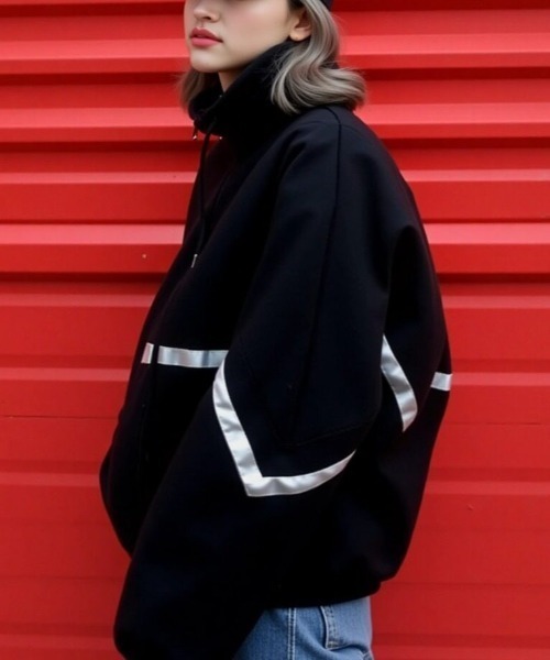 cammie（キャミー）の「ラインデザインオーバーサイズジャケット（その他アウター・レディース・レッド/ブラック・M/L）」の9枚目の写真