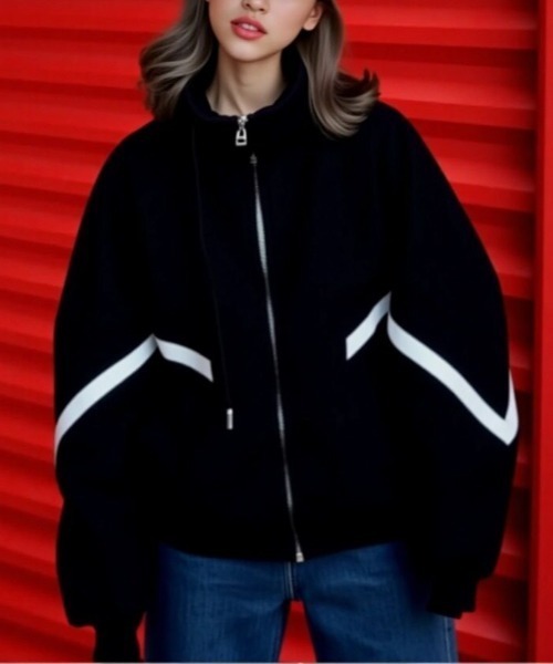 cammie（キャミー）の「ラインデザインオーバーサイズジャケット（その他アウター・レディース・レッド/ブラック・M/L）」の10枚目の写真