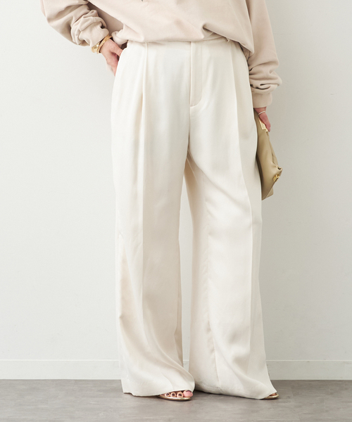 Deuxieme Classe（ドゥーズィエムクラス）の「*CUPRA TUCK パンツ（スラックス・レディース・ホワイト・34/36/38）」の2枚目の写真