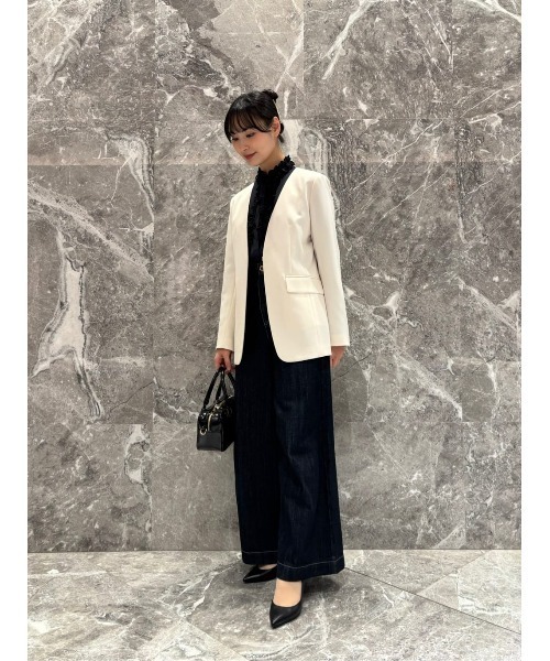LOULOU WILLOUGHBY(ルルウィルビー)の「【LOULOU WILLOUGHBY】ダブルクロスノーカラージャケット(ノーカラージャケット・レディース・ブラック/アイボリー・1/2)」の20枚目の写真