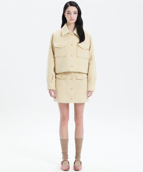 BOUCLE WOOL SHORT JACKET_YELLOW