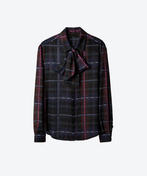 UNTAGE（アンテージ）の「チェックプリントスカーフシャツ[Navy(ユニセックス)]_UTS-FS65（シャツ/ブラウス）」