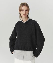 Multi-Boucle V-Neck Knit - Charcoal