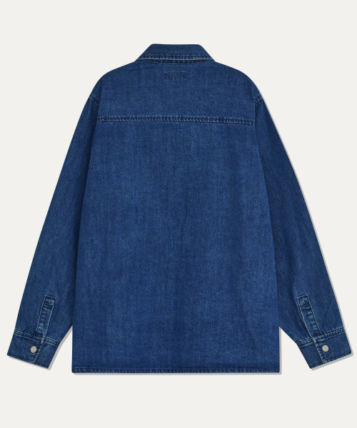 MAYOL（マイヨール）の「ロゴ刺繍デニムシャツ_インディゴ（デニムジャケット・メンズ・ダークネイビー・SMALL/MEDIUM/LARGE/X-LARGE）」の6枚目の写真