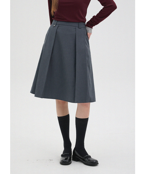 MICANE(ミケーネ)の「ジョビ ピンタック ミディスカート(スカート・レディース・チャコール/ブラック・X-SMALL/SMALL/MEDIUM/LARGE/X-LARGE/XX-LARGE)」の7枚目の写真