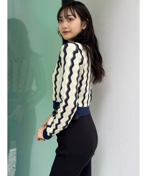 MURUA（ムルーア）の「ウェーブパターンリブニット（ニット/セーター・レディース・アイボリー/ブルー/ミント・FREE）」の8枚目の写真