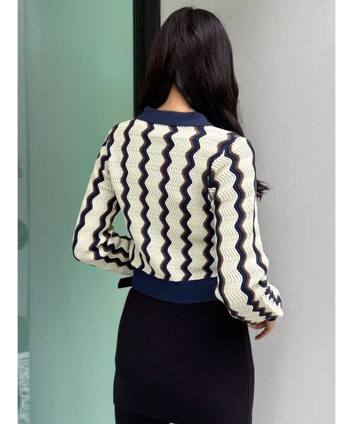 MURUA（ムルーア）の「ウェーブパターンリブニット（ニット/セーター・レディース・アイボリー/ブルー/ミント・FREE）」の9枚目の写真