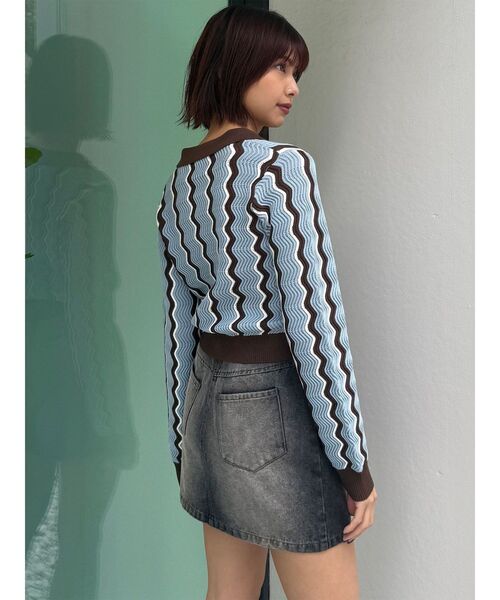 MURUA（ムルーア）の「ウェーブパターンリブニット（ニット/セーター・レディース・アイボリー/ブルー/ミント・FREE）」の13枚目の写真