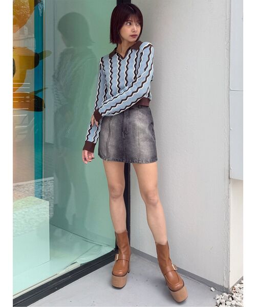 MURUA（ムルーア）の「ウェーブパターンリブニット（ニット/セーター・レディース・アイボリー/ブルー/ミント・FREE）」の14枚目の写真