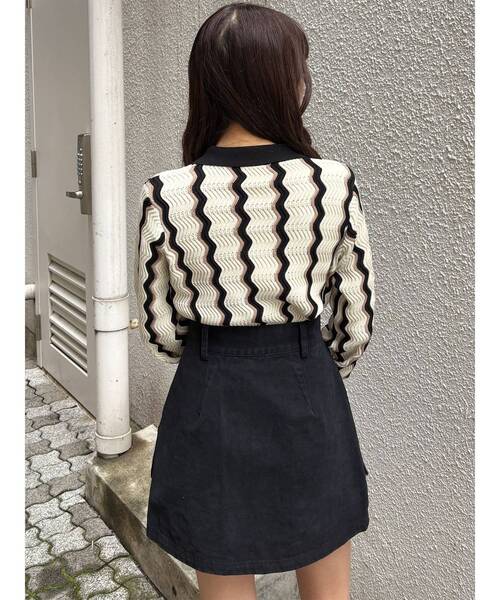 MURUA（ムルーア）の「ウェーブパターンリブニット（ニット/セーター・レディース・アイボリー/ブルー/ミント・FREE）」の16枚目の写真