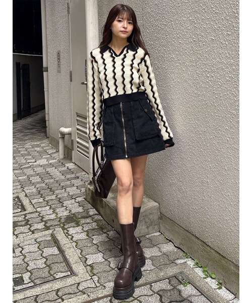 MURUA（ムルーア）の「ウェーブパターンリブニット（ニット/セーター・レディース・アイボリー/ブルー/ミント・FREE）」の17枚目の写真