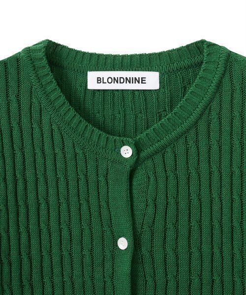 BLOND9(ブロンドナイン)の「ケーブル半袖ニットカーディガン_グリーン(ニット/セーター・レディース・その他・MEDIUM/SMALL)」の2枚目の写真