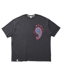ペイズリープリントカットアウト1/2Tシャツ(チャコール)