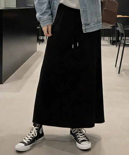 cammie(キャミー)の「ロングニットスカート(スカート・レディース・ブラック/グレー・L/M)」の2枚目の写真