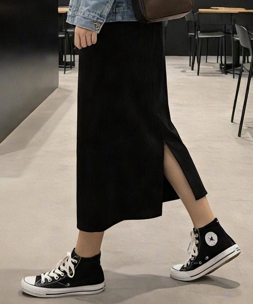 cammie(キャミー)の「ロングニットスカート(スカート・レディース・ブラック/グレー・L/M)」の5枚目の写真