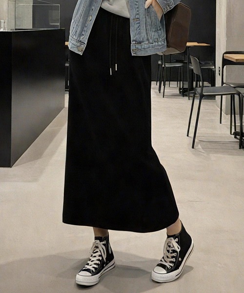 cammie(キャミー)の「ロングニットスカート(スカート・レディース・ブラック/グレー・L/M)」の3枚目の写真