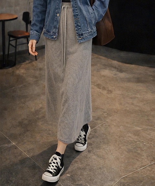 cammie(キャミー)の「ロングニットスカート(スカート・レディース・ブラック/グレー・L/M)」の9枚目の写真