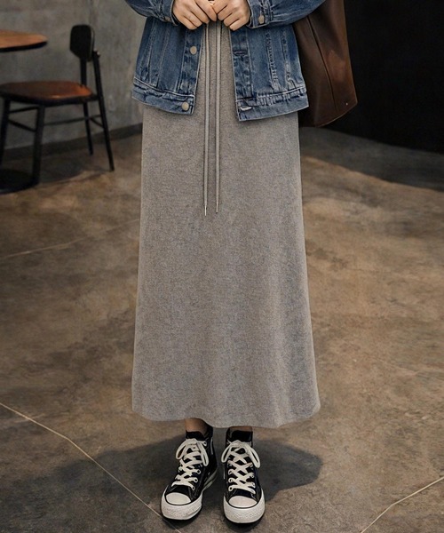 cammie(キャミー)の「ロングニットスカート(スカート・レディース・ブラック/グレー・L/M)」の10枚目の写真