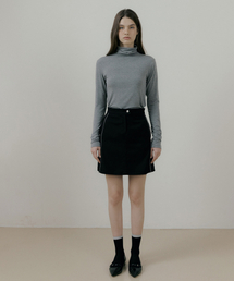 RIE LINE POINT MINI SKIRT BLACK