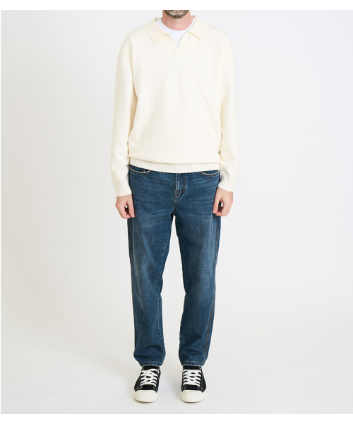 BLACKBROWN（ブラックブラウン）の「ディストロイドテーパードフィットデニムパンツ [WASHED BLUE]（デニムパンツ・メンズ・その他・SMALL/X-LARGE/XX-LARGE）」の3枚目の写真
