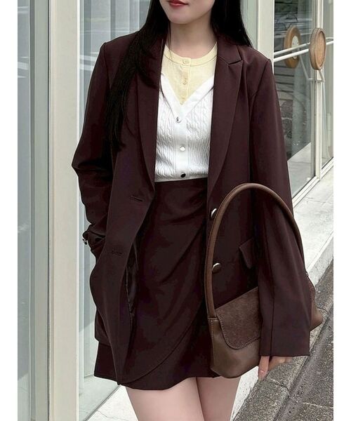 MERCURYDUO（マーキュリーデュオ）の「【セットアップ着用可】バックドレープジャケット（テーラードジャケット・レディース・アイボリー/ブラウン/ミント・MEDIUM/SMALL）」の4枚目の写真