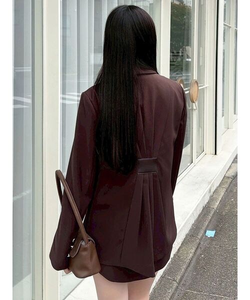 MERCURYDUO（マーキュリーデュオ）の「【セットアップ着用可】バックドレープジャケット（テーラードジャケット・レディース・アイボリー/ブラウン/ミント・MEDIUM/SMALL）」の6枚目の写真