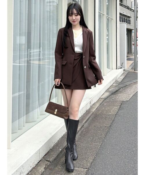 MERCURYDUO（マーキュリーデュオ）の「【セットアップ着用可】バックドレープジャケット（テーラードジャケット・レディース・アイボリー/ブラウン/ミント・MEDIUM/SMALL）」の7枚目の写真