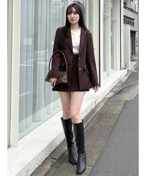 MERCURYDUO（マーキュリーデュオ）の「【セットアップ着用可】バックドレープジャケット（テーラードジャケット・レディース・アイボリー/ブラウン/ミント・MEDIUM/SMALL）」の8枚目の写真