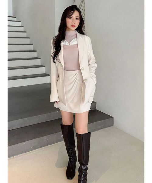 MERCURYDUO（マーキュリーデュオ）の「【セットアップ着用可】バックドレープジャケット（テーラードジャケット・レディース・アイボリー/ブラウン/ミント・MEDIUM/SMALL）」の10枚目の写真