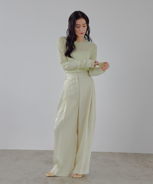 EMMEL REFINES（エメルリファインズ）の「＜EMMEL REFINES＞EM テレコ クルーネック ロングスリーブ（Tシャツ/カットソー・レディース・ライム/シャーベット/ライトブルー・FREE）」の5枚目の写真