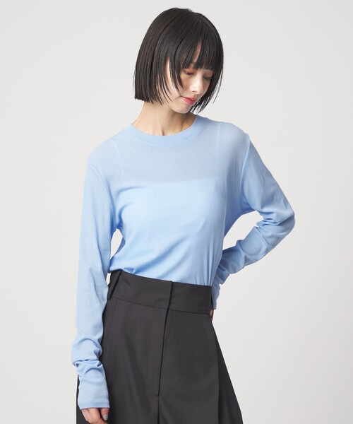 EMMEL REFINES（エメルリファインズ）の「＜EMMEL REFINES＞EM テレコ クルーネック ロングスリーブ（Tシャツ/カットソー・レディース・ライム/シャーベット/ライトブルー・FREE）」の8枚目の写真