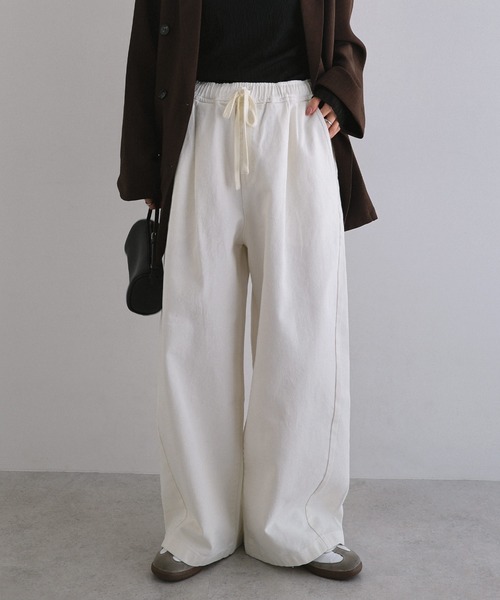 andme（アンドミー）の「コクーンイージーワイドパンツ【デニム/ツイル】（デニムパンツ・レディース・オフホワイト/ブルー/ライトブルー・L/M/S）」の12枚目の写真