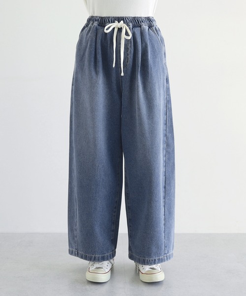 andme（アンドミー）の「コクーンイージーワイドパンツ【デニム/ツイル】（デニムパンツ・レディース・オフホワイト/ブルー/ライトブルー・L/M/S）」の21枚目の写真