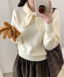 リボンネックトップス