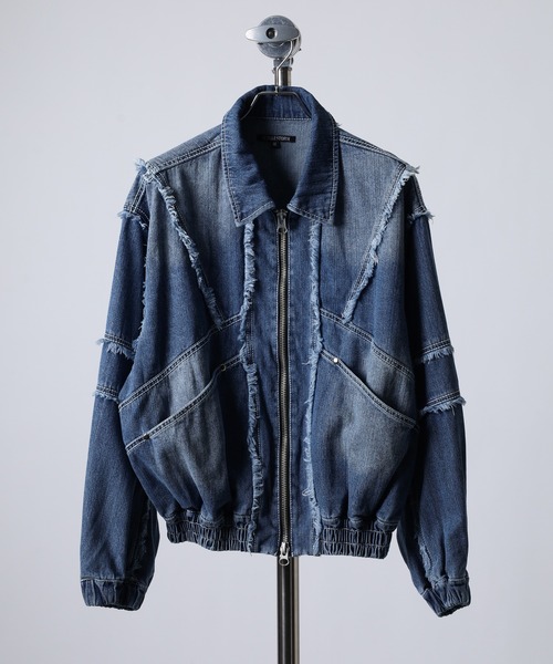 Jungle Storm(ジャングルストーム)の「"JUNGLE STORM デニム カットオフ ZIP UP ブルゾン"(ブルゾン・メンズ・ブラック/ブルー・M/L)」の1枚目の写真