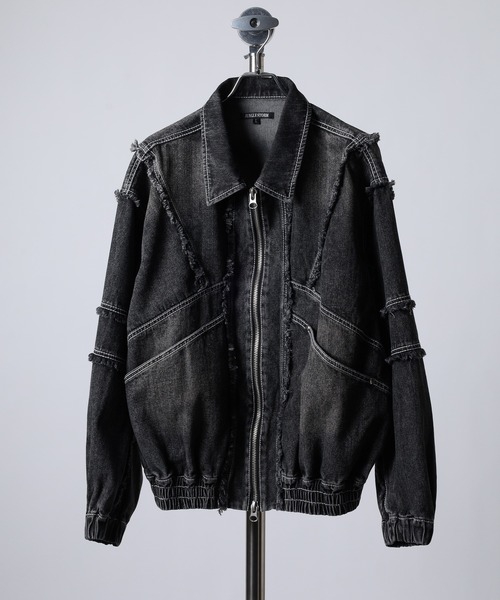 Jungle Storm(ジャングルストーム)の「"JUNGLE STORM デニム カットオフ ZIP UP ブルゾン"(ブルゾン・メンズ・ブラック/ブルー・M/L)」の2枚目の写真
