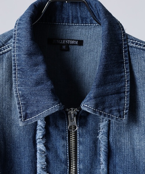Jungle Storm(ジャングルストーム)の「"JUNGLE STORM デニム カットオフ ZIP UP ブルゾン"(ブルゾン・メンズ・ブラック/ブルー・M/L)」の10枚目の写真
