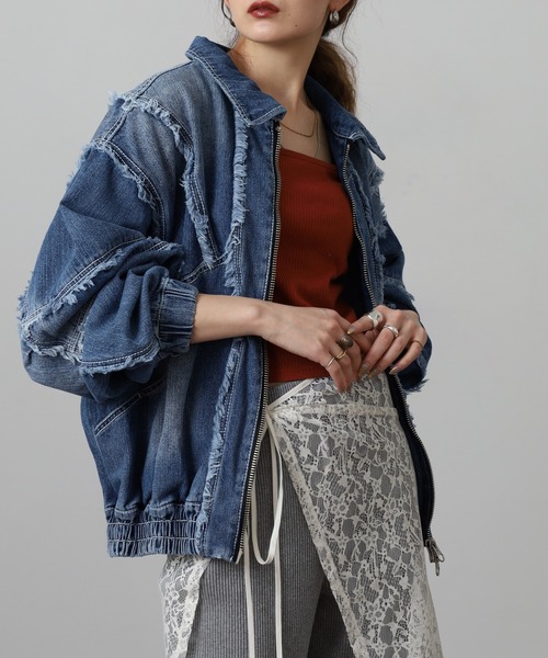 Jungle Storm(ジャングルストーム)の「"JUNGLE STORM デニム カットオフ ZIP UP ブルゾン"(ブルゾン・メンズ・ブラック/ブルー・M/L)」の6枚目の写真
