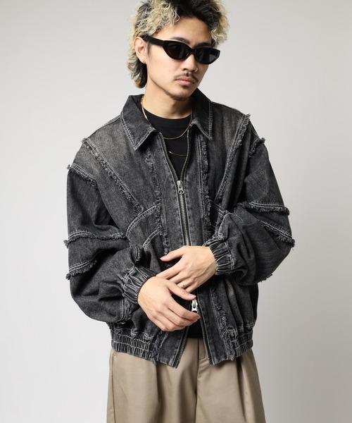 Jungle Storm(ジャングルストーム)の「"JUNGLE STORM デニム カットオフ ZIP UP ブルゾン"(ブルゾン・メンズ・ブラック/ブルー・M/L)」の3枚目の写真